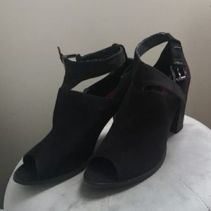 London Rebel Peep Toe Heeled Strapped Booties